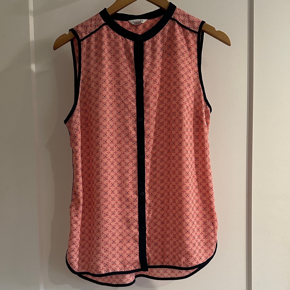 Nautica Pink and Navy Sleeveless Blouse